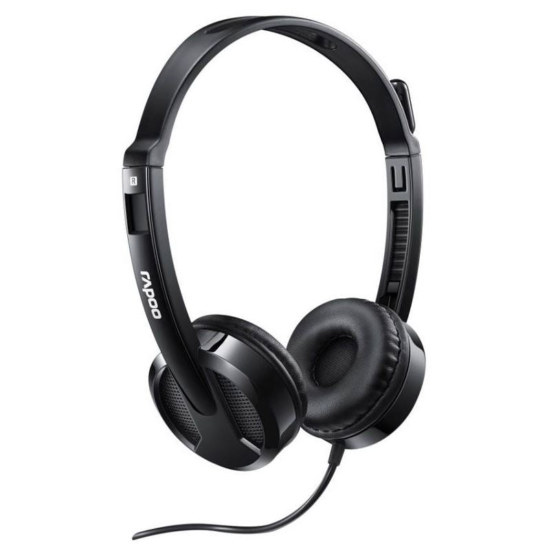 RAPOO H100 Wired Stereo Headsets - HD Voice Rotary Microphone Volume Adjustment 3.5mm Headphones with Audio split adapter cable. RAPOO H100 Wired Stereo Headsets - HD Voice Rotary Microphone Volume Adjustment 3.5mm Headphones with Audio split adapter cable.